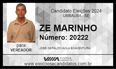 Candidato ZE MARINHO 2024 - UMBAÚBA - Eleições