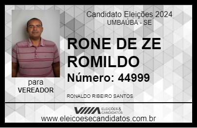 Candidato RONE DE ZE ROMILDO 2024 - UMBAÚBA - Eleições