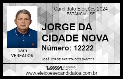 Candidato JORGE DA CIDADE NOVA 2024 - ESTÂNCIA - Eleições