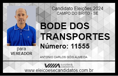 Candidato BODE DOS TRANSPORTES 2024 - CAMPO DO BRITO - Eleições