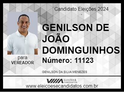 Candidato GENILSON DE JOÃO DOMINGUINHOS 2024 - CAMPO DO BRITO - Eleições