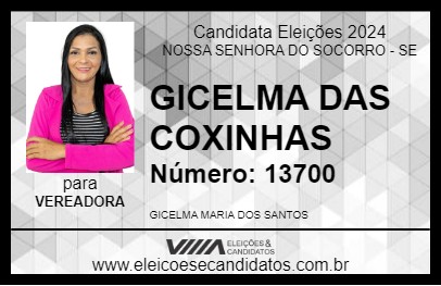 Candidato GICELMA DAS COXINHAS 2024 - NOSSA SENHORA DO SOCORRO - Eleições