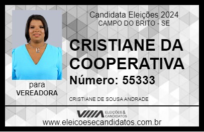 Candidato CRISTIANE DA COOPERATIVA 2024 - CAMPO DO BRITO - Eleições