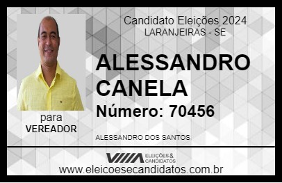 Candidato ALESSANDRO CANELA 2024 - LARANJEIRAS - Eleições