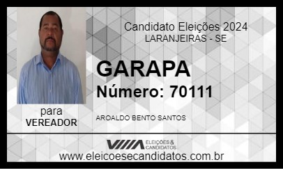 Candidato GARAPA 2024 - LARANJEIRAS - Eleições