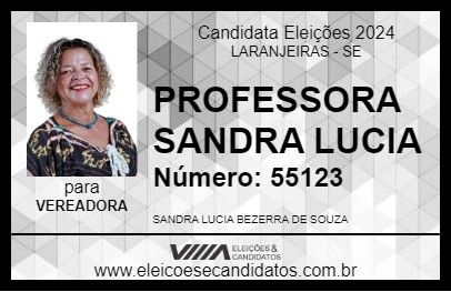 Candidato PROFESSORA SANDRA LUCIA 2024 - LARANJEIRAS - Eleições