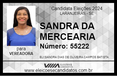 Candidato SANDRA DA MERCEARIA 2024 - LARANJEIRAS - Eleições