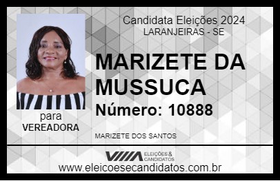 Candidato MARIZETE DA MUSSUCA 2024 - LARANJEIRAS - Eleições