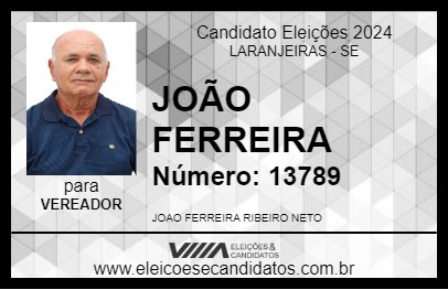 Candidato JOÃO FERREIRA 2024 - LARANJEIRAS - Eleições