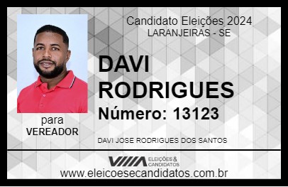 Candidato DAVI RODRIGUES 2024 - LARANJEIRAS - Eleições