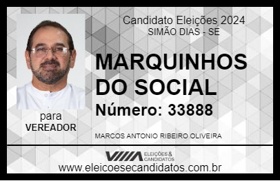 Candidato MARQUINHOS DO SOCIAL 2024 - SIMÃO DIAS - Eleições