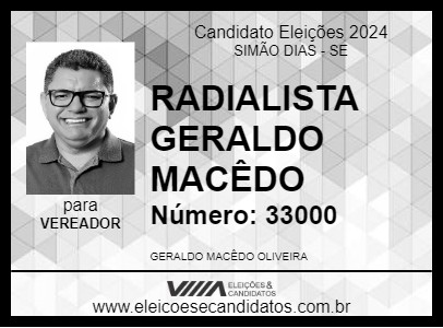 Candidato RADIALISTA GERALDO MACÊDO 2024 - SIMÃO DIAS - Eleições