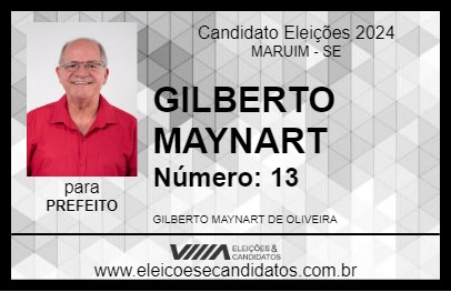 Candidato GILBERTO MAYNART 2024 - MARUIM - Eleições