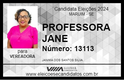 Candidato PROFESSORA JANE 2024 - MARUIM - Eleições