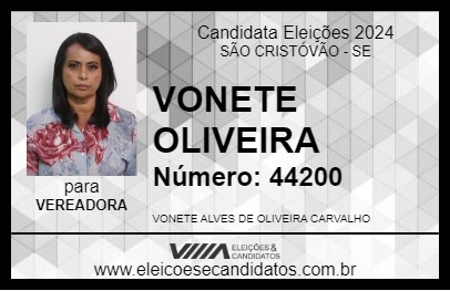 Candidato VONETE OLIVEIRA 2024 - SÃO CRISTÓVÃO - Eleições