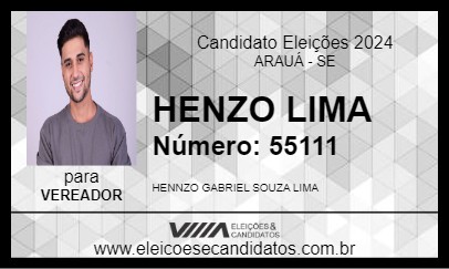 Candidato HENZO LIMA 2024 - ARAUÁ - Eleições