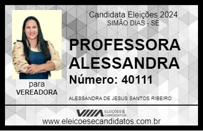 Candidato PROFESSORA ALESSANDRA 2024 - SIMÃO DIAS - Eleições