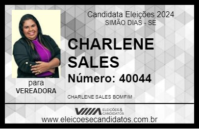 Candidato CHARLENE SALES 2024 - SIMÃO DIAS - Eleições