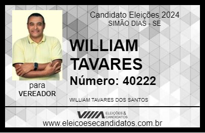 Candidato WILLIAM TAVARES 2024 - SIMÃO DIAS - Eleições