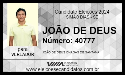 Candidato JOÃO DE DEUS 2024 - SIMÃO DIAS - Eleições