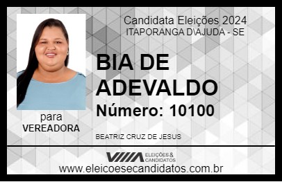 Candidato BIA DE ADEVALDO 2024 - ITAPORANGA D\AJUDA - Eleições