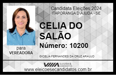 Candidato CELIA DO SALÃO 2024 - ITAPORANGA D\AJUDA - Eleições