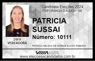 Candidato PATRICIA SUSSAI 2024 - ITAPORANGA D\AJUDA - Eleições