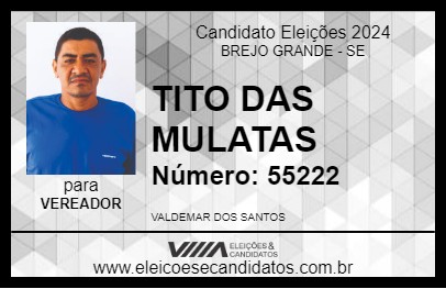 Candidato TITO DAS MULATAS 2024 - BREJO GRANDE - Eleições