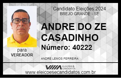 Candidato ANDRE DO ZE CASADINHO 2024 - BREJO GRANDE - Eleições