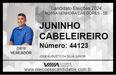 Candidato JUNINHO CABELEIREIRO 2024 - NOSSA SENHORA DAS DORES - Eleições