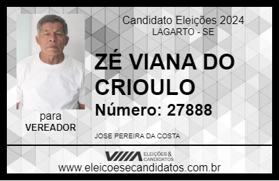 Candidato ZÉ VIANA  DO CRIOULO 2024 - LAGARTO - Eleições