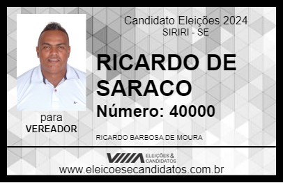 Candidato RICARDO DE SARACO 2024 - SIRIRI - Eleições