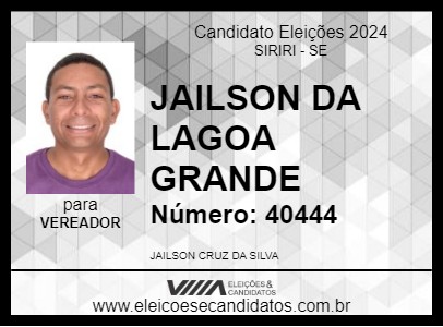 Candidato JAILSON DA LAGOA GRANDE 2024 - SIRIRI - Eleições