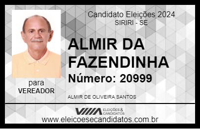 Candidato ALMIR DA FAZENDINHA 2024 - SIRIRI - Eleições