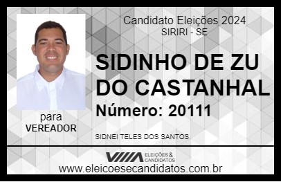 Candidato SIDINHO DE ZU DO CASTANHAL 2024 - SIRIRI - Eleições