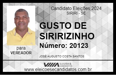 Candidato GUSTO DE SIRIRIZINHO 2024 - SIRIRI - Eleições