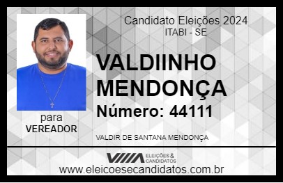 Candidato VALDIZINHO MENDONÇA 2024 - ITABI - Eleições