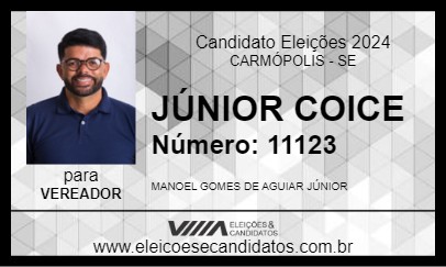 Candidato JÚNIOR COICE 2024 - CARMÓPOLIS - Eleições