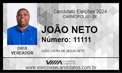 Candidato JOÃO NETO 2024 - CARMÓPOLIS - Eleições