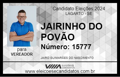 Candidato JAIRINHO DO POVÃO 2024 - LAGARTO - Eleições