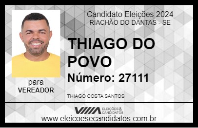 Candidato THIAGO DO POVO 2024 - RIACHÃO DO DANTAS - Eleições