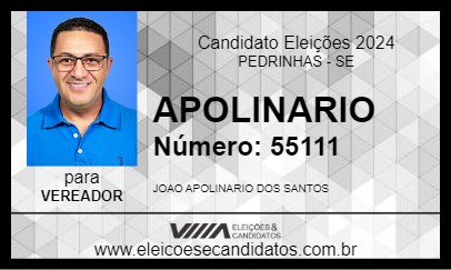 Candidato APOLINARIO 2024 - PEDRINHAS - Eleições