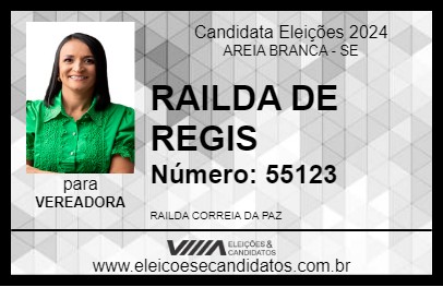 Candidato RAILDA DE REGIS 2024 - AREIA BRANCA - Eleições