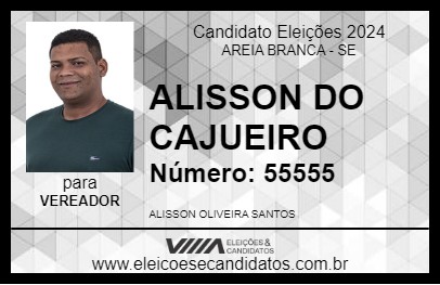 Candidato ALISSON DO CAJUEIRO 2024 - AREIA BRANCA - Eleições