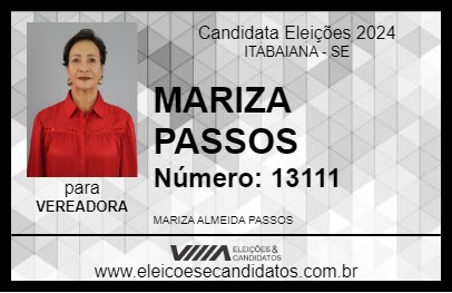 Candidato MARIZA PASSOS 2024 - ITABAIANA - Eleições