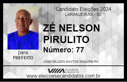 Candidato ZÉ NELSON PIRULITO 2024 - LARANJEIRAS - Eleições