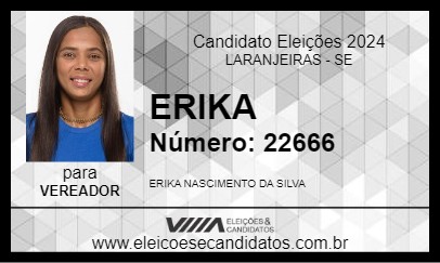 Candidato ERIKA 2024 - LARANJEIRAS - Eleições