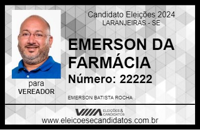 Candidato EMERSON DA FARMÁCIA 2024 - LARANJEIRAS - Eleições