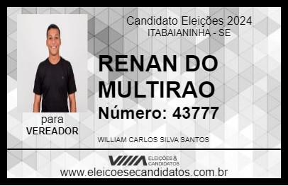 Candidato RENAN DO MUTIRÃO 2024 - ITABAIANINHA - Eleições