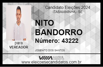 Candidato NITO BANDORRA 2024 - ITABAIANINHA - Eleições